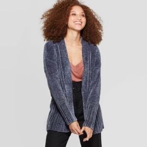 Velvet soft Blue Knit Cardigan